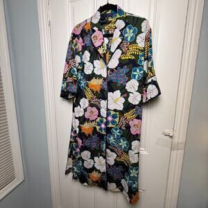 Rachel Rachel Roy Kimono Floral Button Down Dress Womens XS Belted Oversized